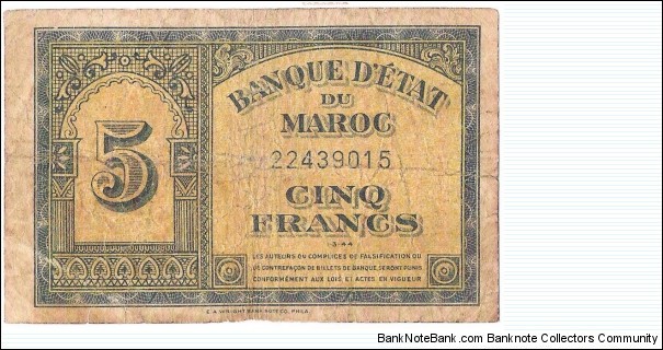 5 Francs(1944) Banknote