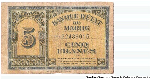 5 Francs(1944) Banknote