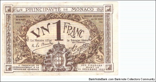 1 Franc (1920) Banknote