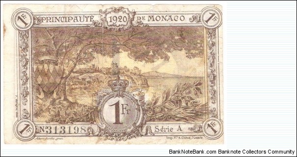 Banknote from Monaco year 1920