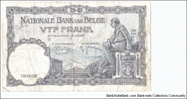 Banknote from Belgium year 1938