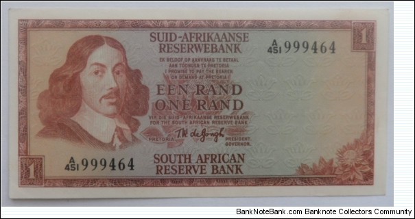 1 Rand
T.W. de Jongh 1st Issue Banknote