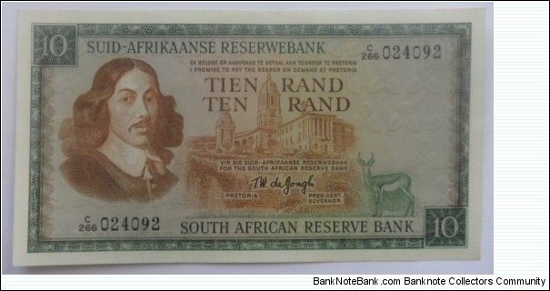 10 Rand
T.W. de Jongh 1st Issue Banknote