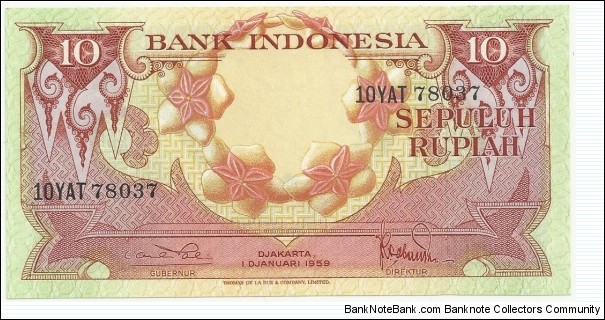 IndonesiaBN 10 Rupiah 1959 Banknote