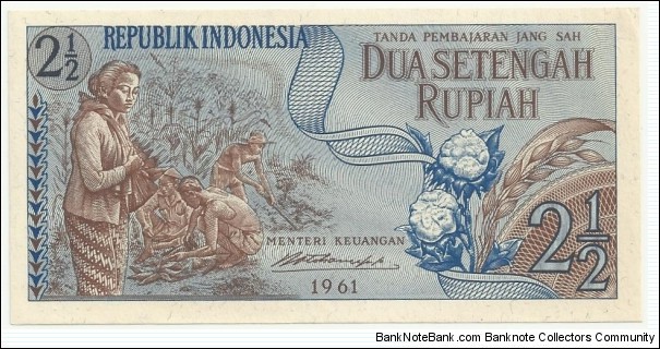 IndonesiaBN 2½ Rupiah 1961 Banknote