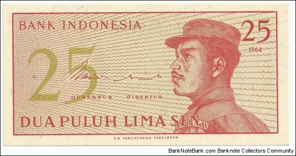 IndonesiaBN 25 Sen 1964 Banknote