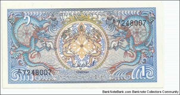 BhutanBN 1 Ngultrum 1986(11,06cm) Banknote
