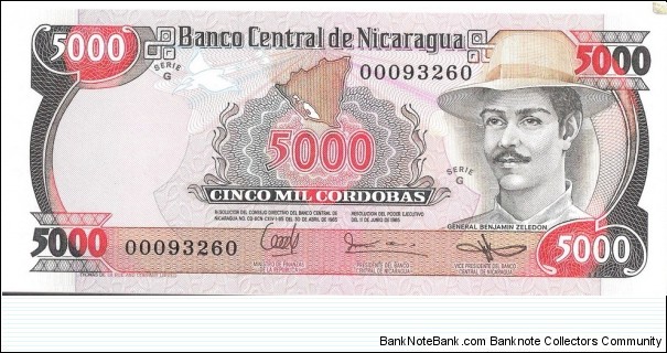 5000 Cordobas Banknote