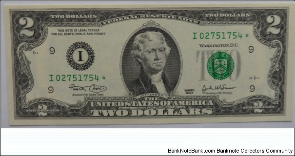 US $2 Star Note
Minneapolis Banknote