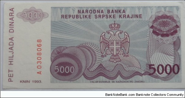 5000 Dinara Banknote