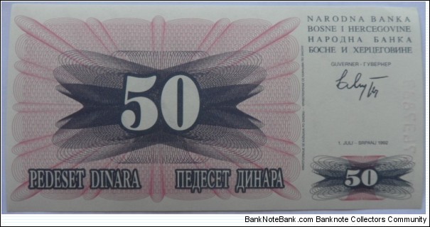 Banknote from Bosnia year 1992