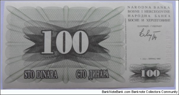 Banknote from Bosnia year 1992