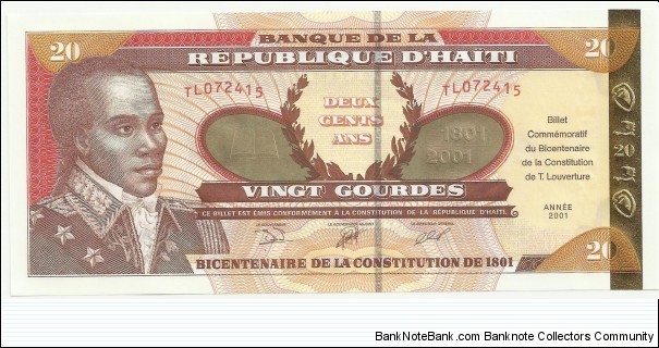 Haiti 20 Gourdes 2001-Commemorative Banknote