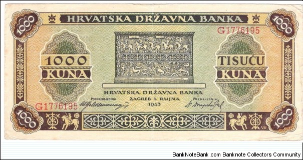 1000 Kuna(1943) Banknote