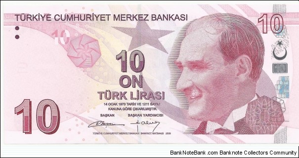 TurkeyBN 10 Türk Lirası 2009(2016) Serie-B Banknote