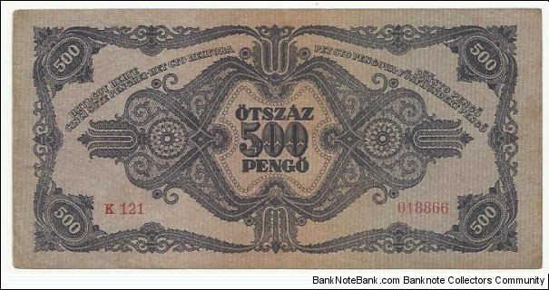 Banknote from Hungary year 1945