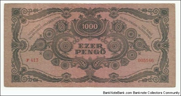 Banknote from Hungary year 1945