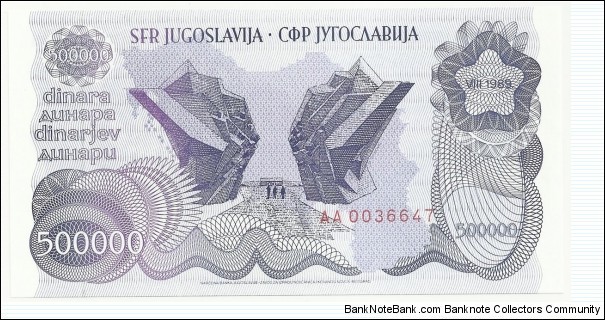 Banknote from Yugoslavia year 1989