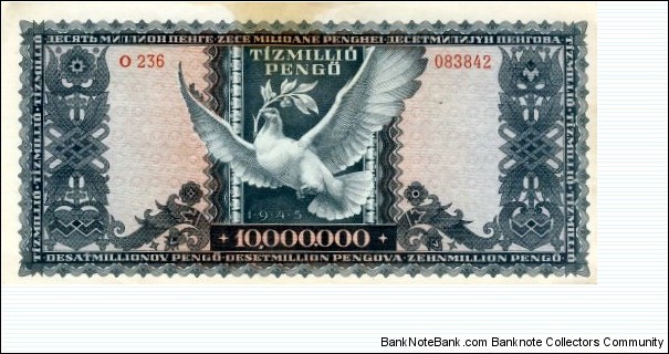 Banknote from Hungary year 1945