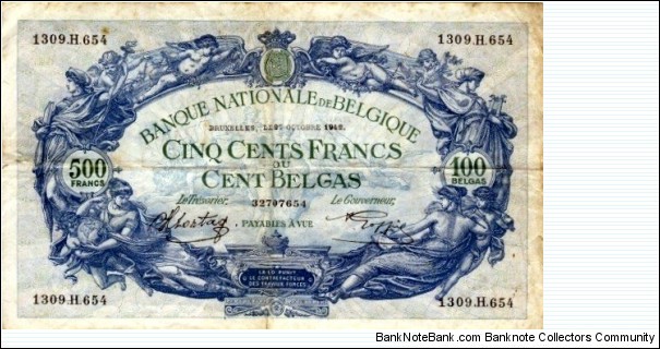 500 Francs (100 Belgas) Banknote