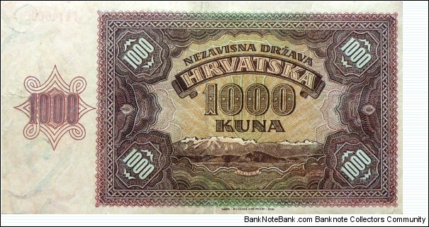 Banknote from Croatia year 1941