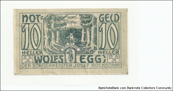 Austria-Notgeld 10 Heller 1922 Banknote