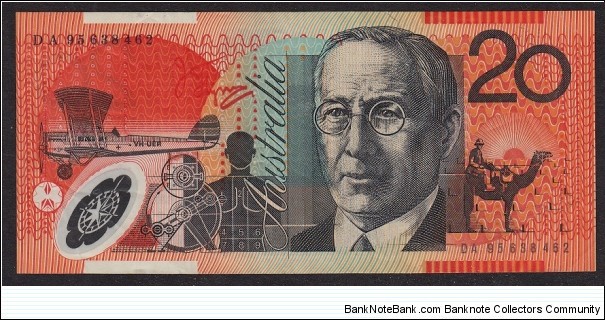 1995 $20 polymer note. DA95 last prefix Banknote