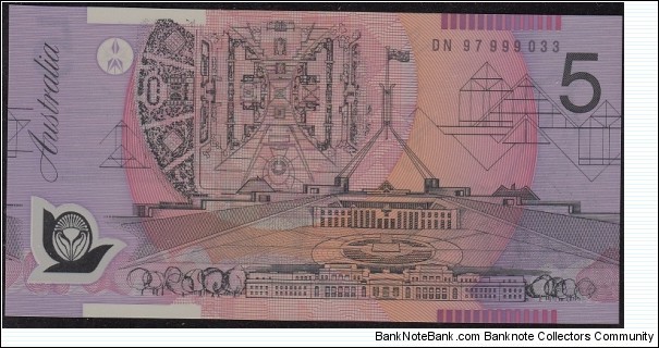 1997 $5 polymer note. DN97 test note last prefix Banknote