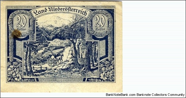 Lower Austria 20 Heller Notgeld Banknote