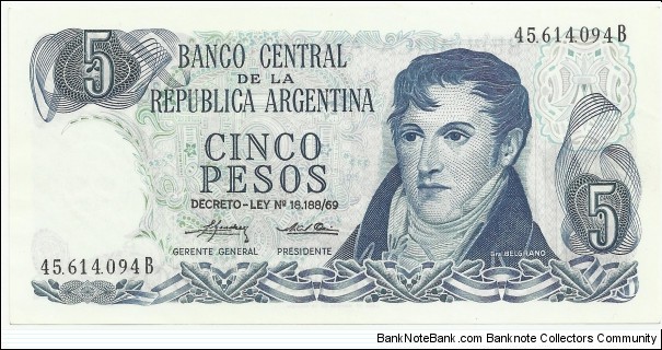 Argentina 5 Pesos ND(1973) Banknote