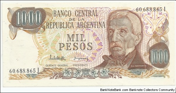 Argentina 1000 Pesos ND(1976-83) Banknote