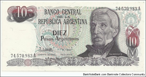 Argentina 10 Pesos Argentinos ND(1983-85) Banknote