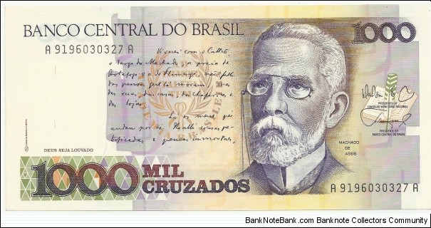 Brasil 1000 Cruzados ND(1987) Banknote