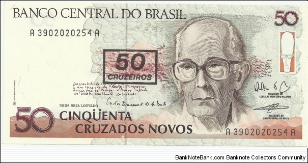 Brasil 50 Cruzeiros (50 Cruzados Novos) ND(1990) Banknote