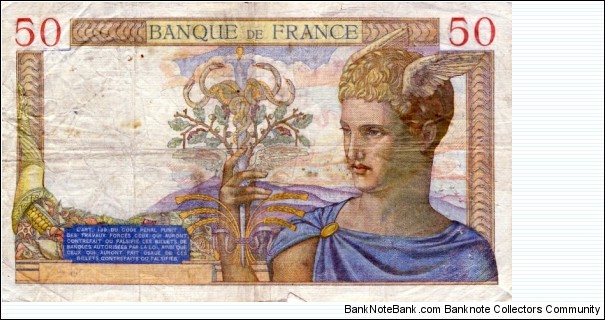 Banknote from France year 1938