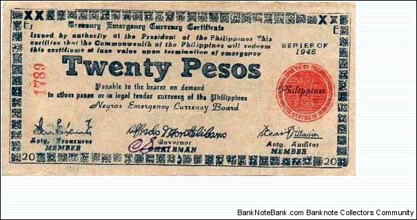 20 Pesos - Emergency Currency Banknote