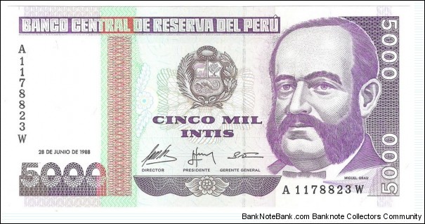 5000 Intis Banknote