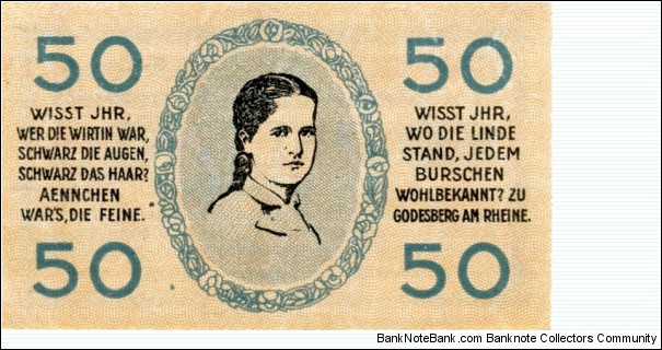 50 Pfennig Notgeld 
Bad Godesberg Banknote