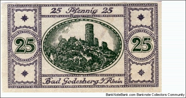 25 Pfennig Notgeld Bad Godesberg Banknote