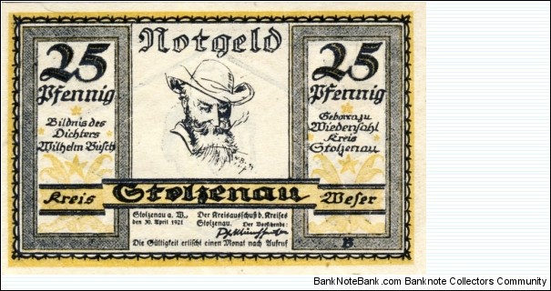 25 Pfg. Notgeld Stolzenau Banknote