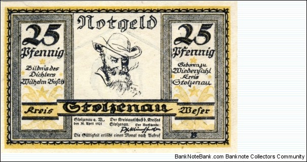 25 Pfg. Notgeld Stolzenau Banknote