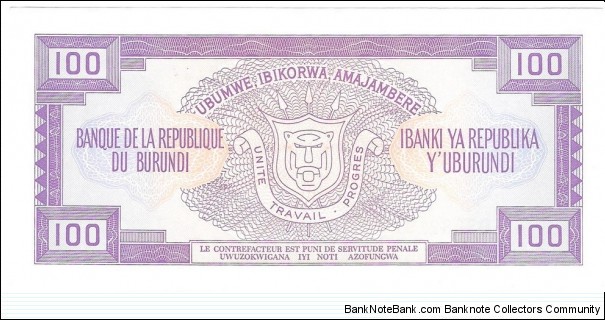 Banknote from Burundi year 1993