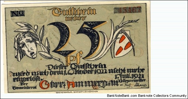 25 Pfennig - Ober-Ammergau Notgeld Banknote