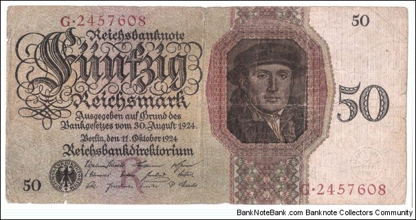 50 Reichsmark(Weimar Republic 1924)  Banknote