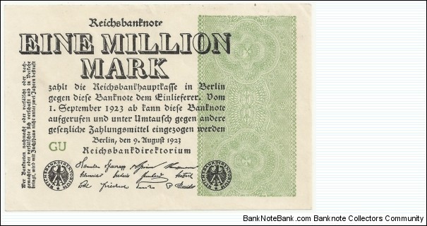 Germany Weimar 1 Million Mark 1923 Banknote