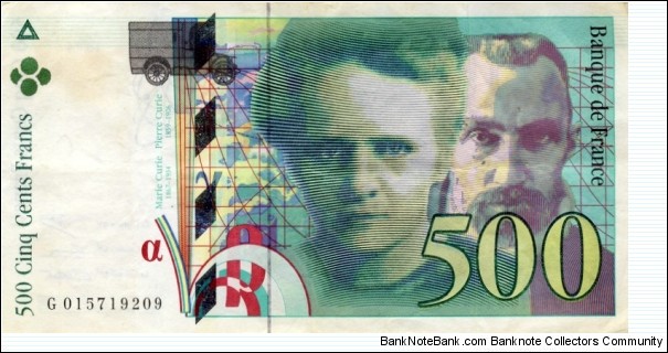 500 Francs - Maria Skłodowska Curie and Pierre Curie Banknote