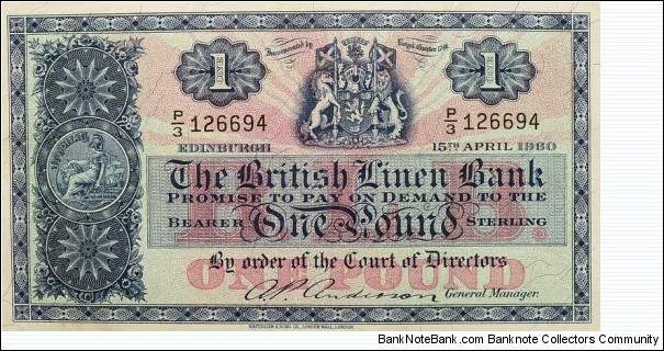 1 Pound - The British Linen Bank Banknote