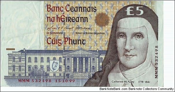 Ireland 1999 5 Pounds.

Replacement note. Banknote