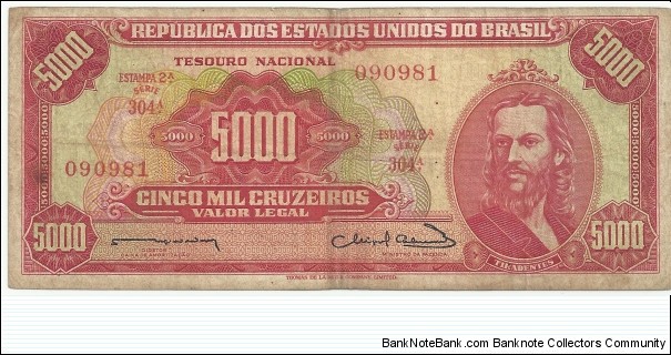 Brasil 5000 Cruzeiros ND(1953) Banknote