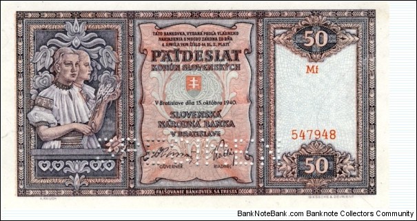 50 Korun - SPECIMEN Banknote